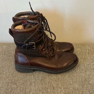 UGG Women's Kesey Brown Leather Waterproof Winter Boots Lace Zip Size 7
